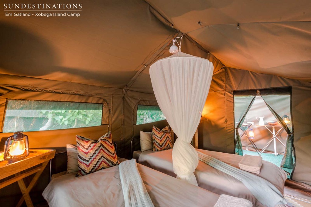 Xobega Island guest tent interior