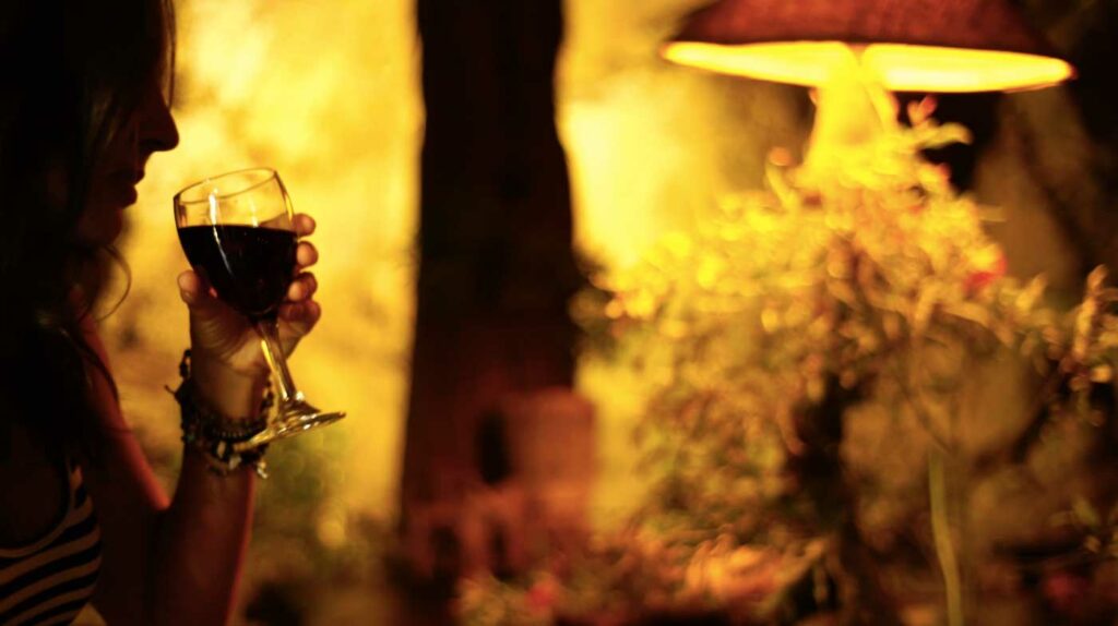 Enjoying a wine tasting in the cellar Enjoying a wine tasting in the cellar