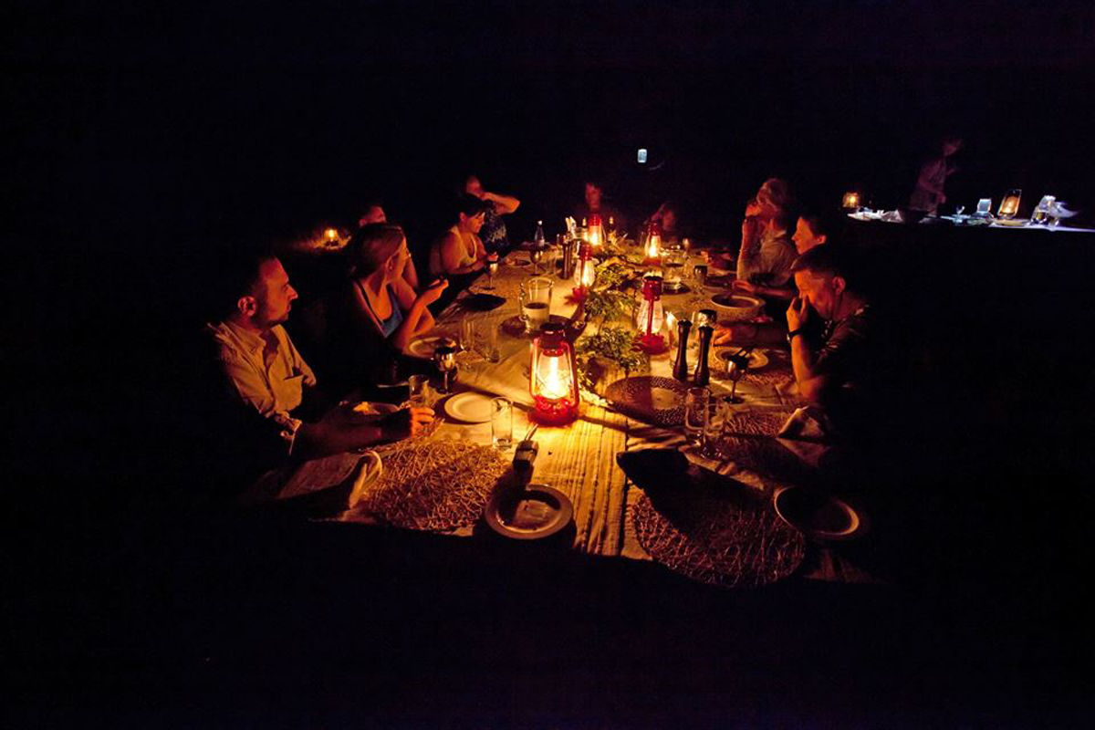 Dining under the stars in the Klaserie - enjoying the food ! 