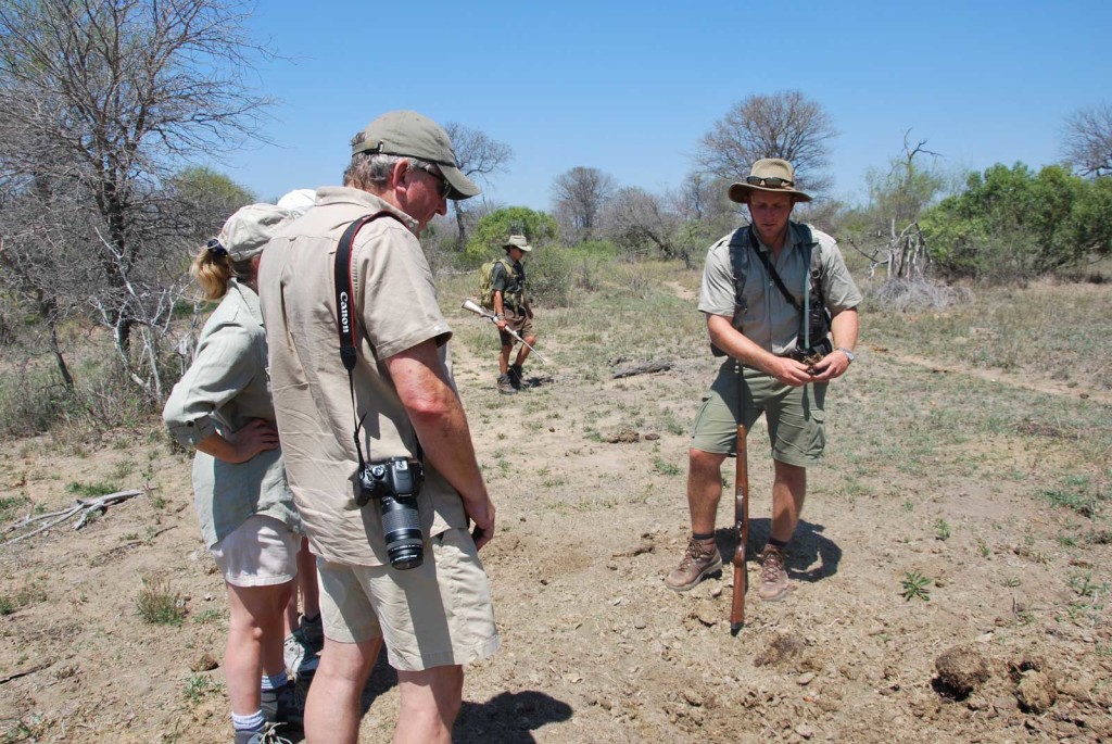 Learning about safari details on walk with Jacques