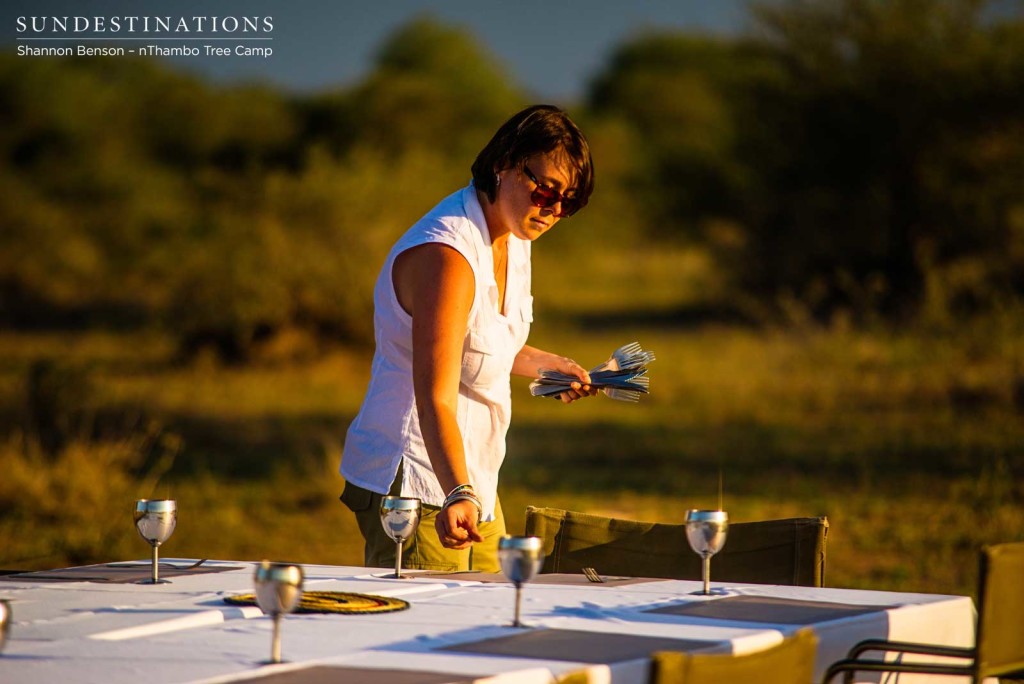 Nadia setting the table