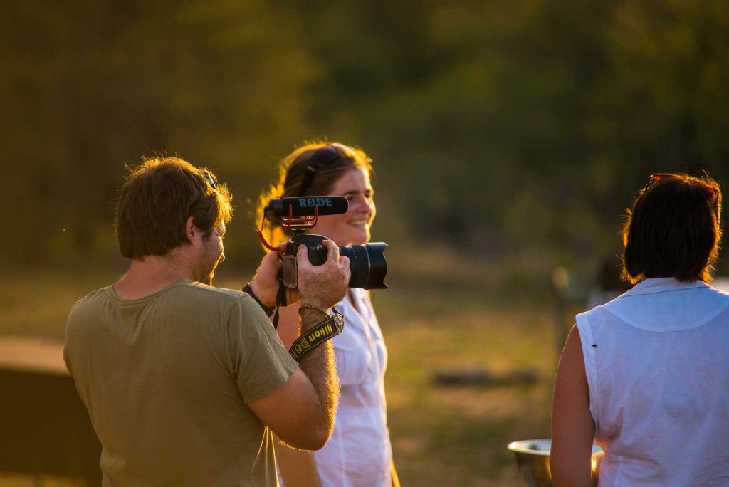 Kevin filming Jen and Nadia as they set up the bush dinner