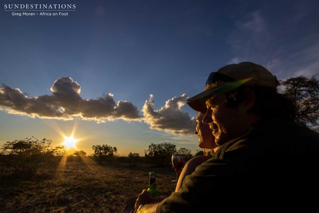 Chloe and Kevin enjoying the sunset in the bush