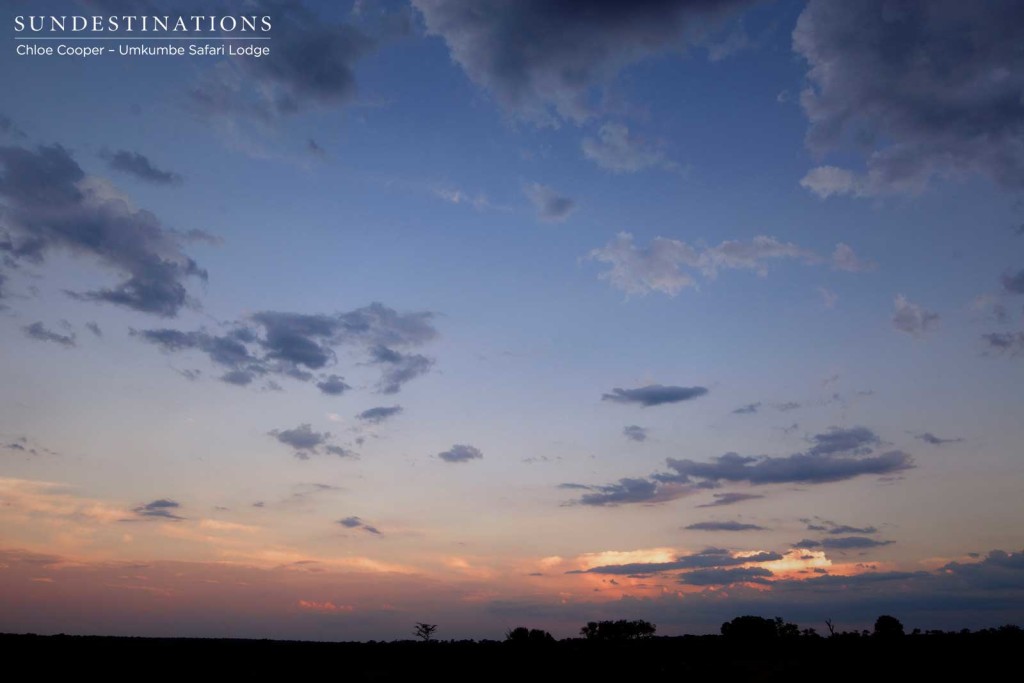 Clouds begin to roll in as the sun sets