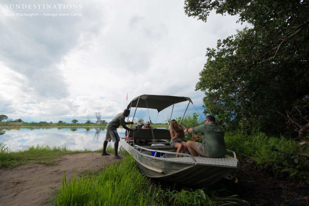 Arriving at Xobega Island Camp after a 45-minute boat cruise from Moremi Game Reserve