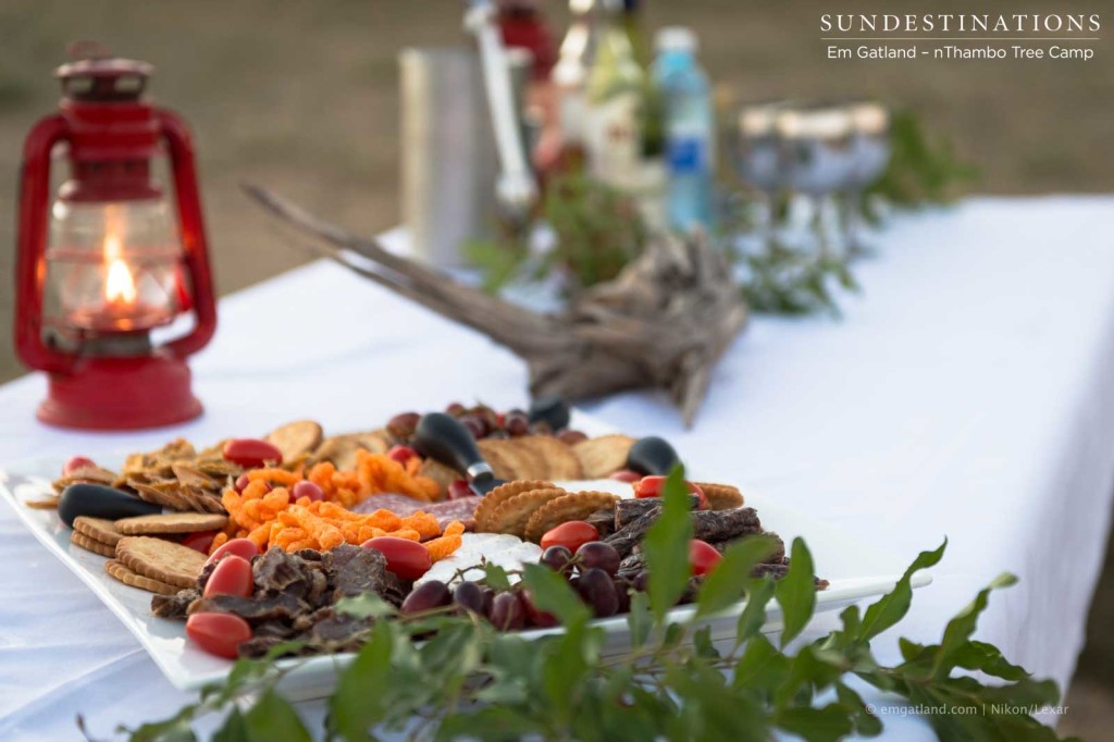 Game drive sundowner snacks