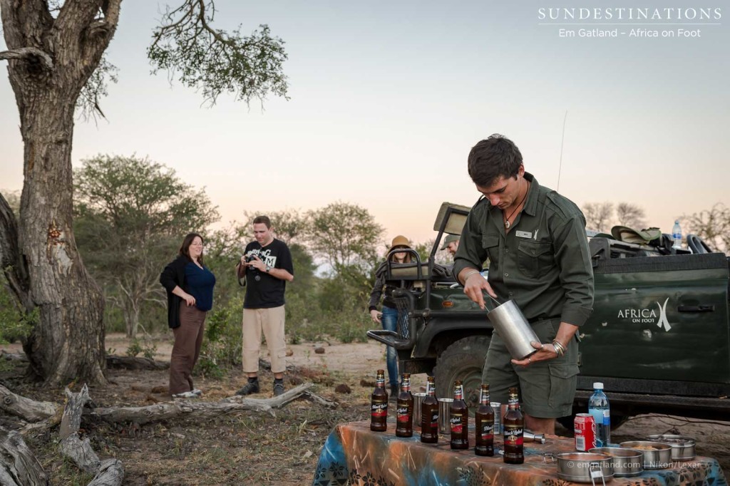 Mike, organising game drive drinks at sundowners