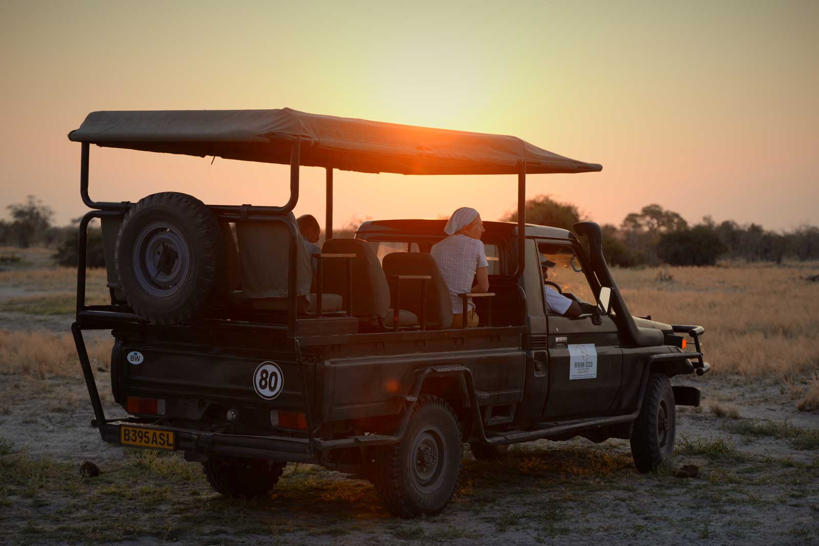 Afrika Ecco Safaris in the sunset in Savuti