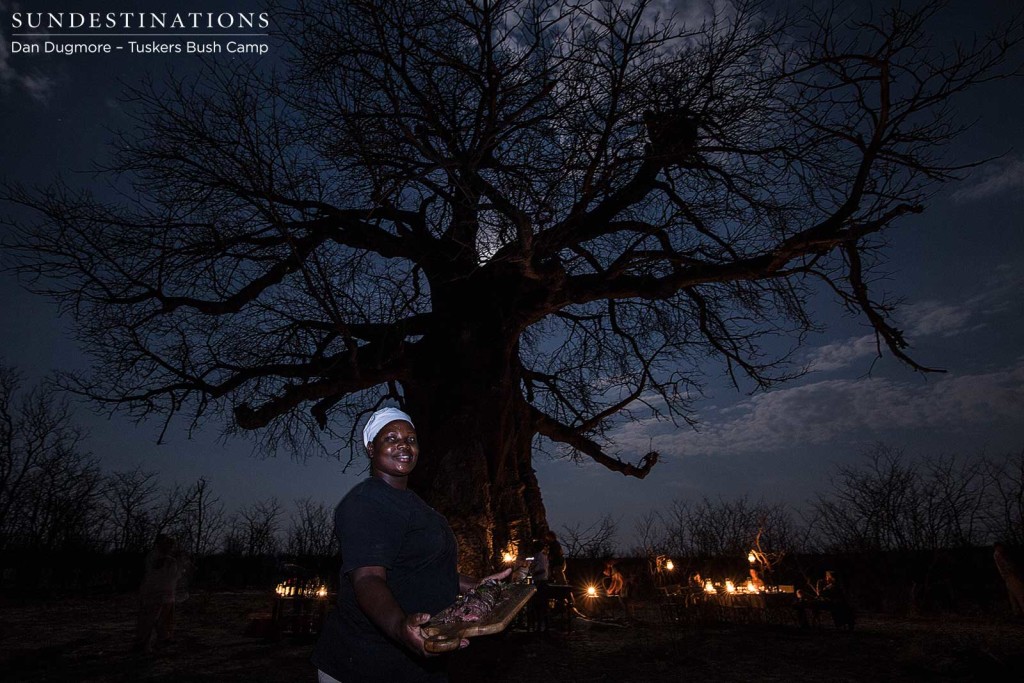 Baobab bush dinner at Tuskers Bush Camp