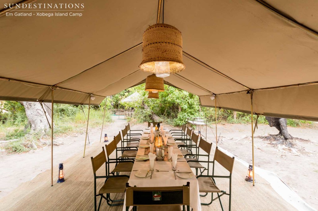 Dining tent at Xobega Island Camp