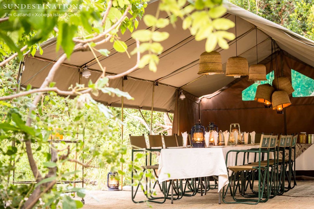 Dining tent at Xobega Island Camp