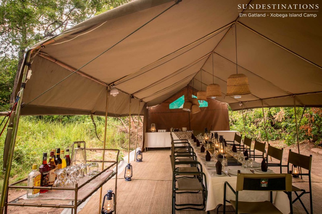 Dining tent at Xobega Island Camp