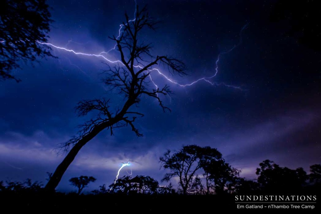 An electrified sky during a summer lightning storm