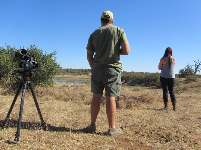 Kevin and Chloe observing the wildlife party at the dam.