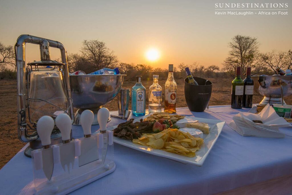 Wine tasting on safari with Africa on Foot and nThambo Tree Camp Wine tasting on safari with Africa on Foot and nThambo Tree Camp