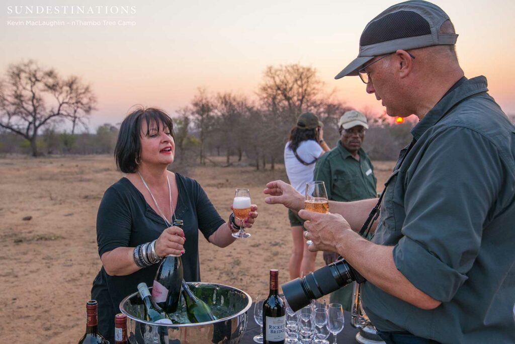 Wine tasting on safari with Africa on Foot and nThambo Tree Camp Wine tasting on safari with Africa on Foot and nThambo Tree Camp