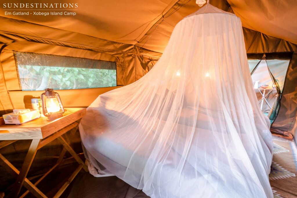 Xobega Island guest tent interior Xobega Island guest tent interior